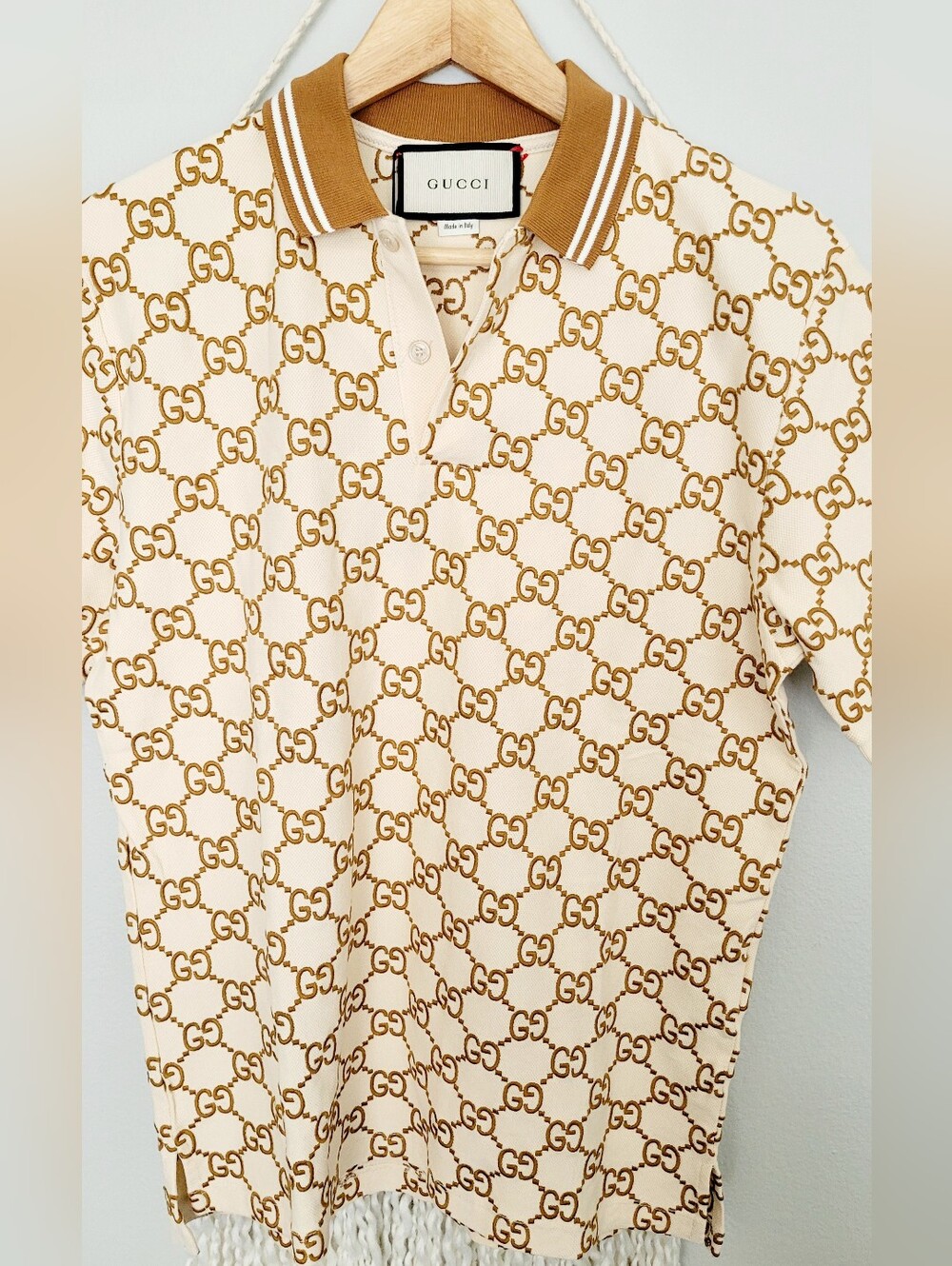 🇮🇹GUCCI EMBROIDERED👕 BEIGE POLO✨️ - Picture 4 of 15